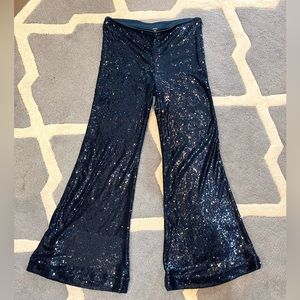 Navy blue sequin flare pants by free people